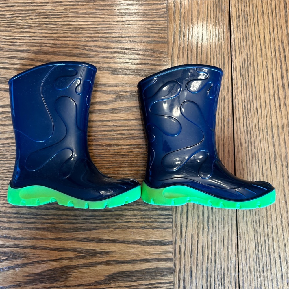 Skeeper Kids' Navy Rain Boots with Neon Green Soles Size EU 25 /US 8 - Picture 6 of 11